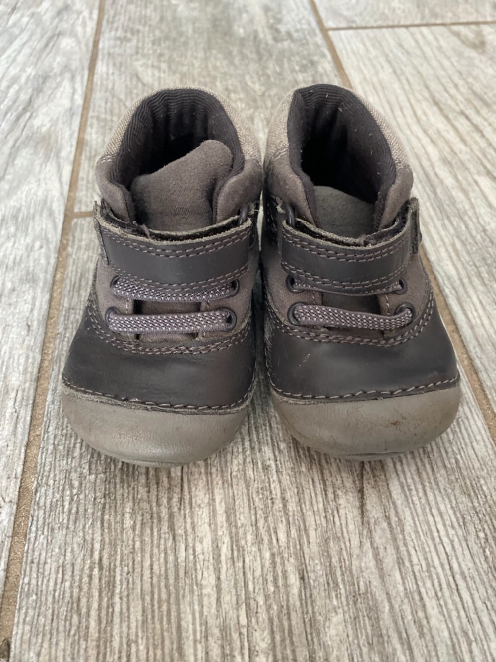 Baby Walker Shoes in Dark Gray with Hook-and-Loop Strap